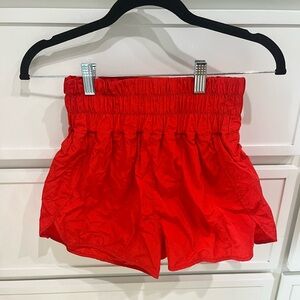 Vibrant Red High Waist Women's Shorts